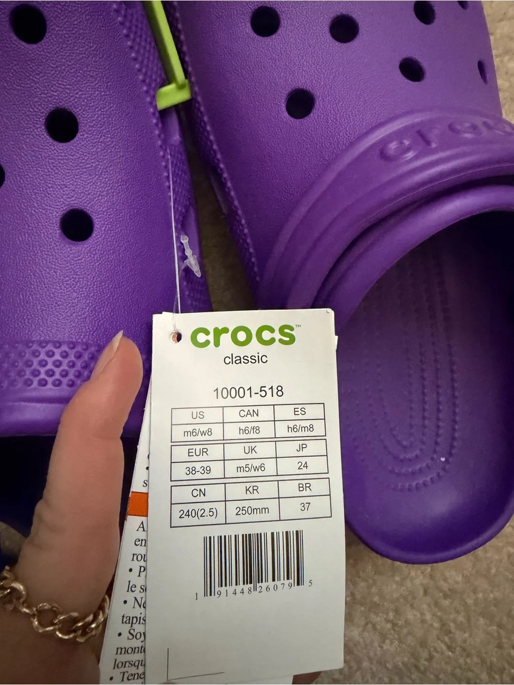 NWT Crocs Classic Clogs Neon Purple Women’s Size 8 - Picture 3 of 5